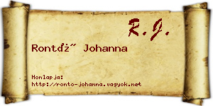 Rontó Johanna névjegykártya